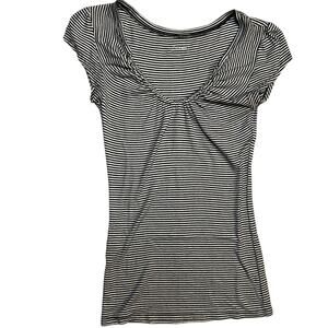 Express One Eleven Black & White Striped Ruched Tee – XS